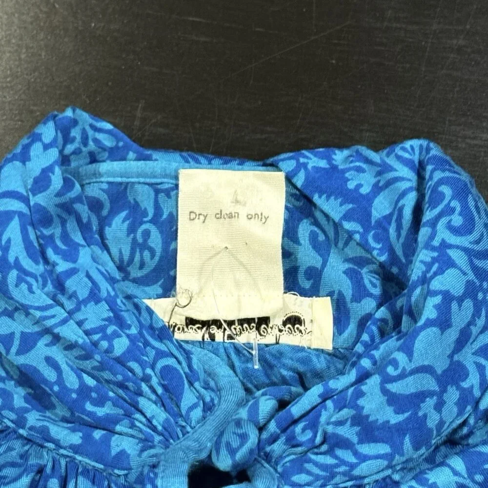 VTG Diane Von Furstenberg Silk Blend Blue Floral Womens Midi Dress Size Large - Picture 8 of 10